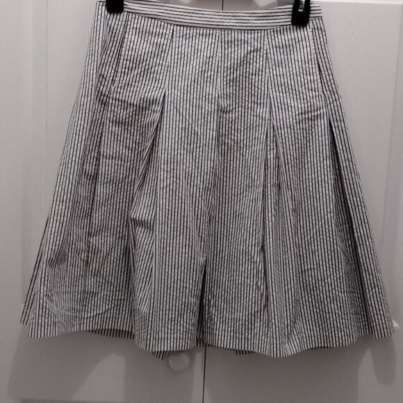 J.Crew Pleated Striped Cotton Skirt Women’s Size 2 Navy White A-Line Knee Length - Picture 4 of 10